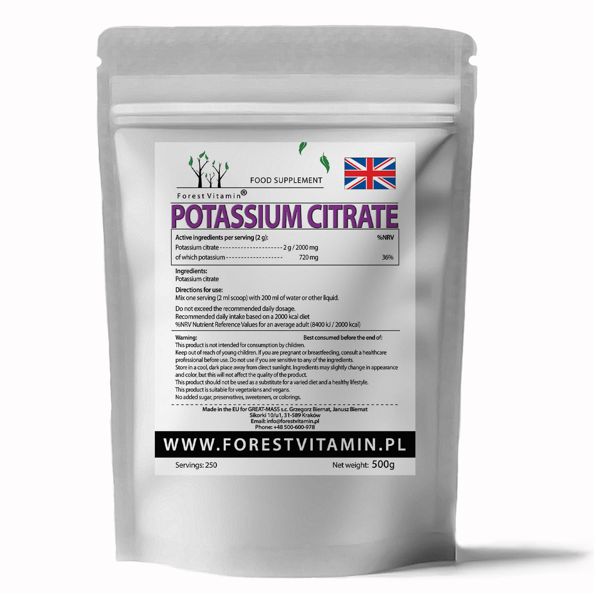 Forest Vitamin - Kálium-citrát por - 500 g