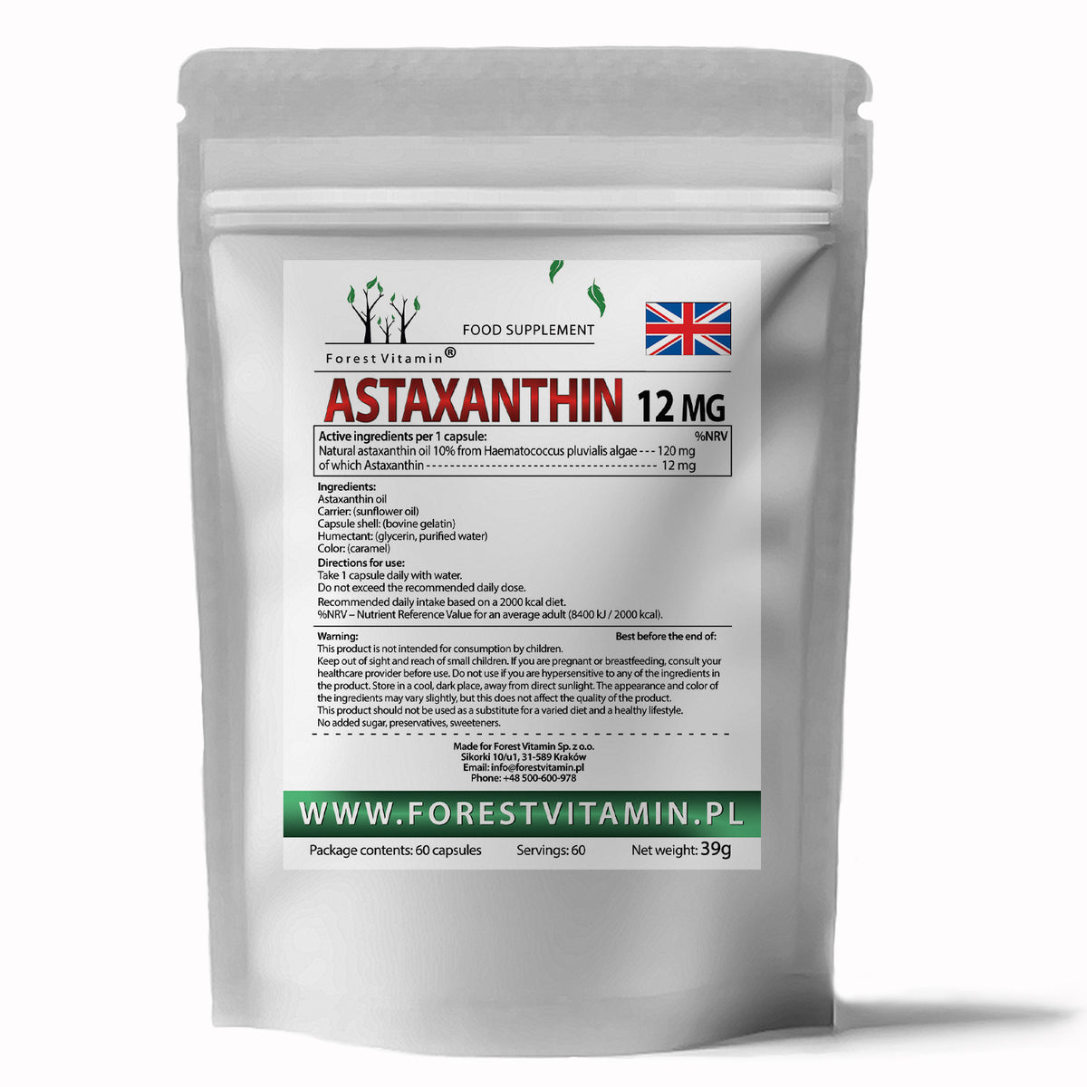 Forest Vitamin - Asztaxantin 12 mg – 60 kapszula