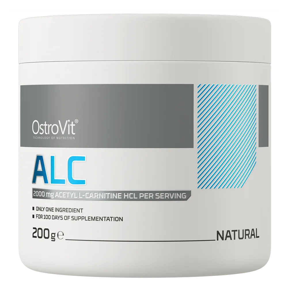 OstroVit Acetil-L-karnitin por, Ízesítetlen, 200 g, ALCAR, elülső csomagolás