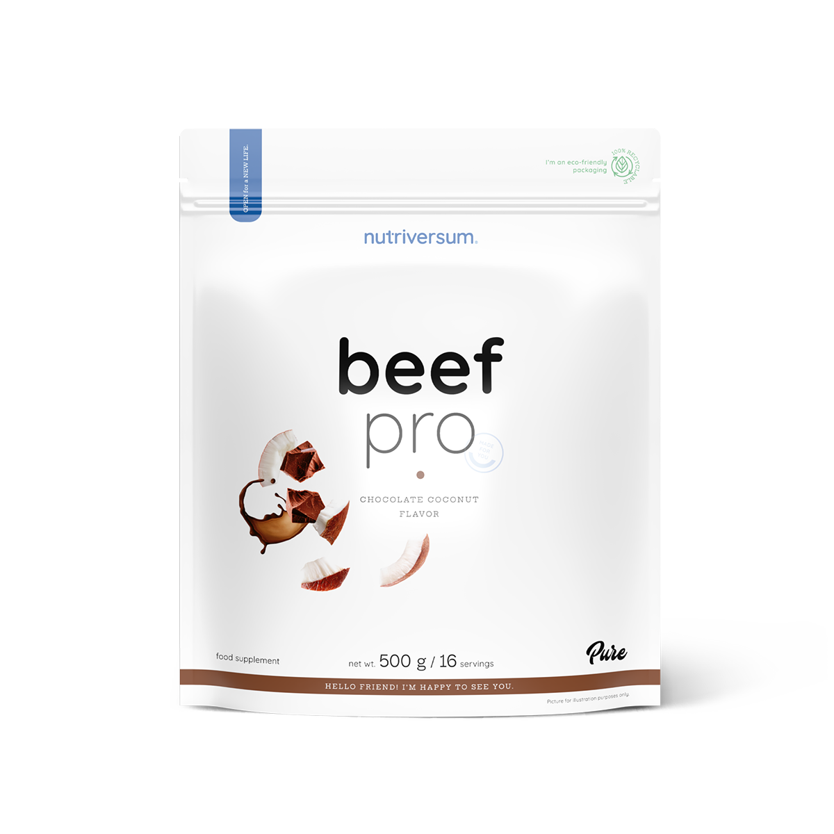 Nutriversum - Beef Pro marhafehérje-por, csokoládé-kókusz – 500 g — Nutrio.hu