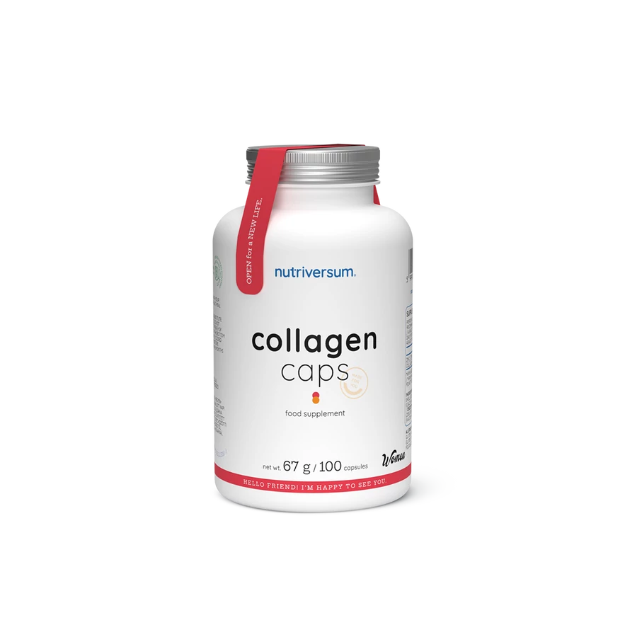 Nutriversum Kollagén kapszula 2000 mg, 100 db, Collagen Caps, elülső csomagolás