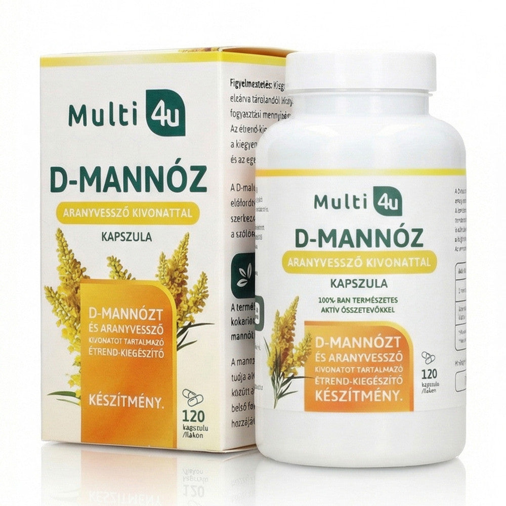 Multi 4U D-Mannose + Aranyvessző, D-mannóz kapszula, 120 kapszula, elülső csomagolás
