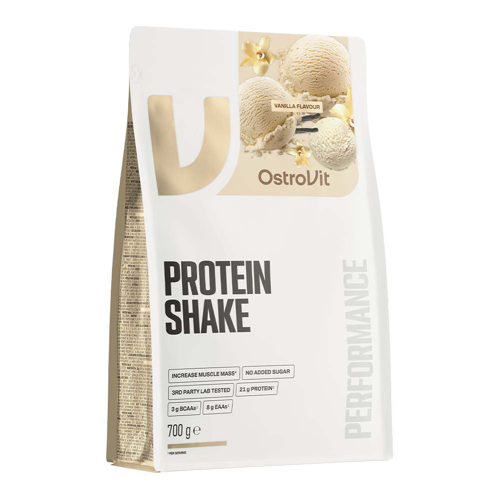 OstroVit Protein Shake fehérjepor, Vanília ízű, 700 g, elülső csomagolás