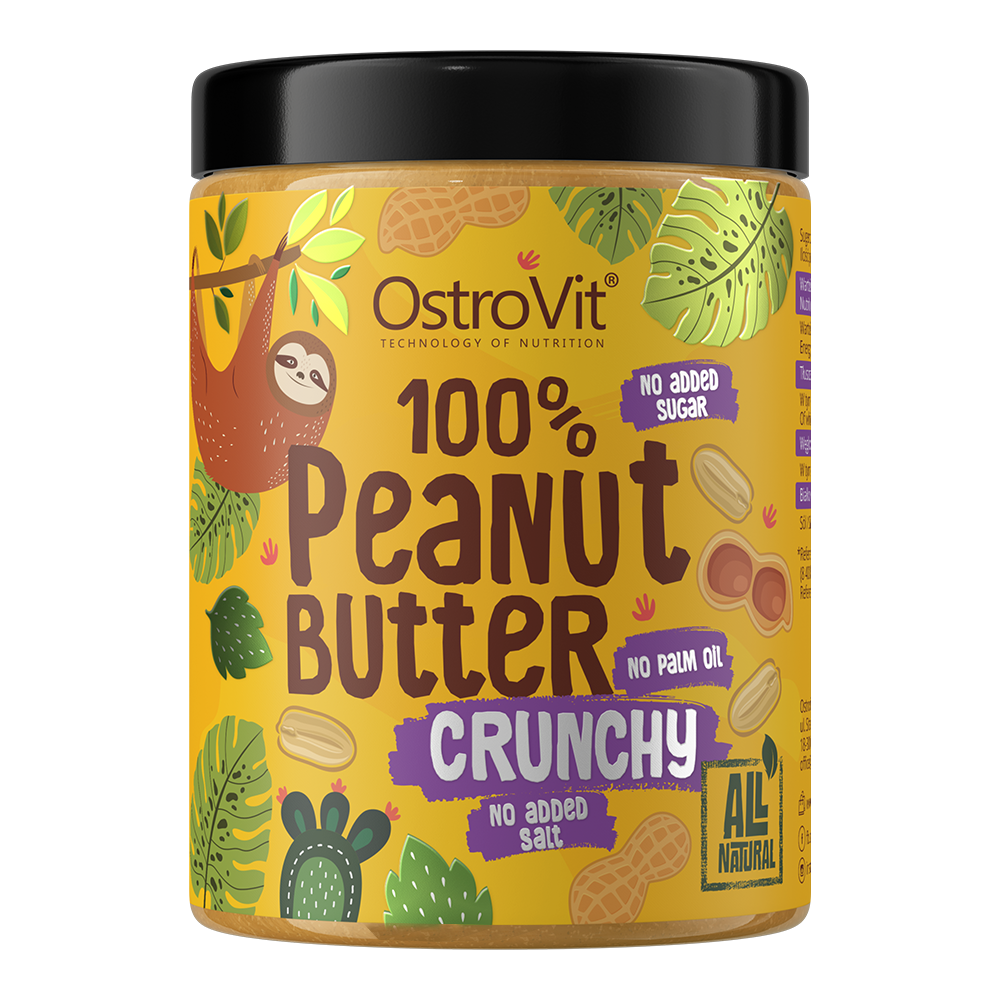 OstroVit Mogyoróvaj crunchy, 1000 g, 100% Peanut Butter, elülső csomagolás