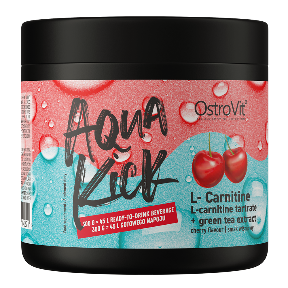 OstroVit Aqua Kick L-Carnitine, Cseresznye ízű, 300 g, elülső csomagolás