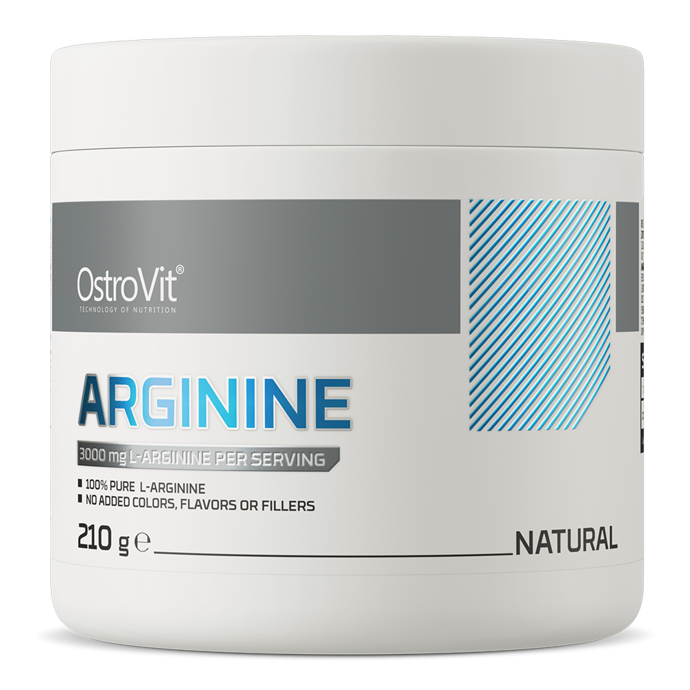 OstroVit L-arginin por, Ízesítetlen, 210 g, elülső csomagolás
