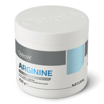 OstroVit L-arginin por, Ízesítetlen, 210 g, hátoldali címke és termékinformációk