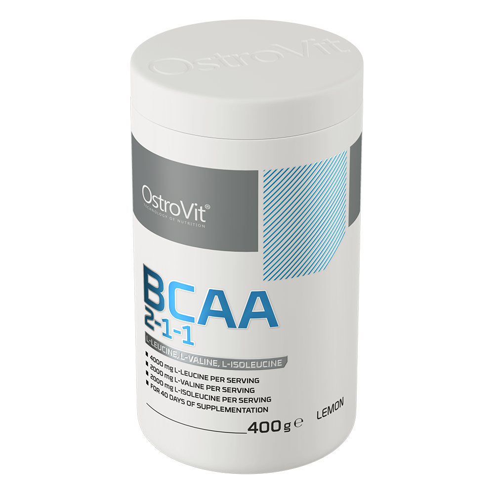 OstroVit BCAA 2:1:1 por, Citrom ízű, 400 g, csomagolás másik nézetből