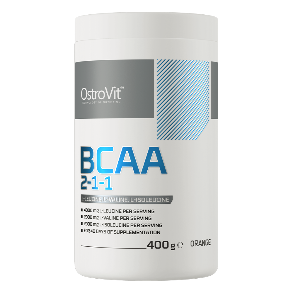OstroVit BCAA 2:1:1 por, Narancs ízű, 400 g, elülső csomagolás