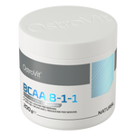 OstroVit BCAA 8-1-1 italpor, Ízesítetlen, 200 g, hátoldali címke és termékinformációk