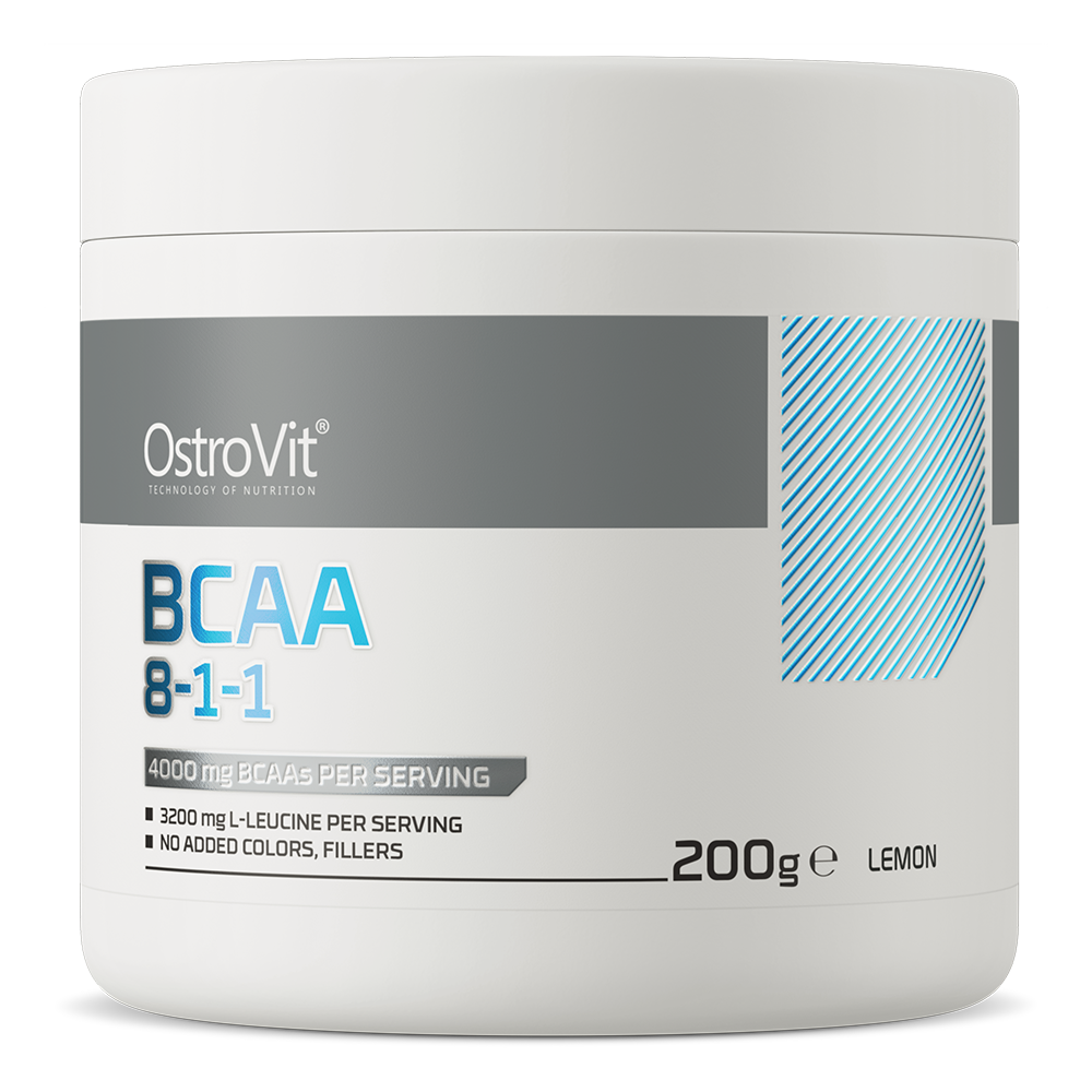OstroVit BCAA 8-1-1 italpor, Citrom ízű, 200 g, elülső csomagolás