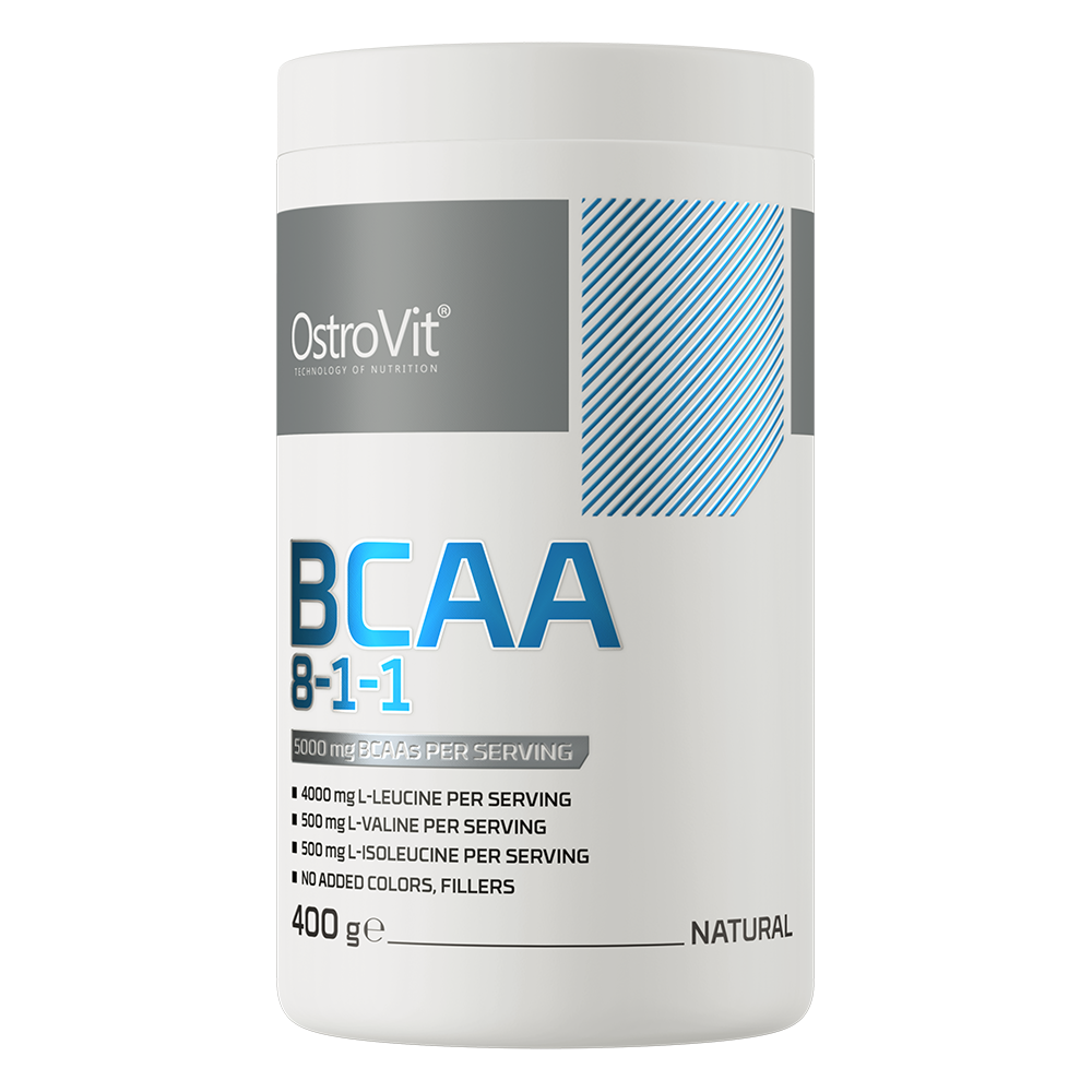 OstroVit BCAA 8-1-1 italpor, Ízesítetlen, 400 g, elülső csomagolás