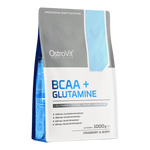 OstroVit BCAA + Glutamin italpor, Eper-erdei gyümölcs ízű, 1000 g, elülső csomagolás
