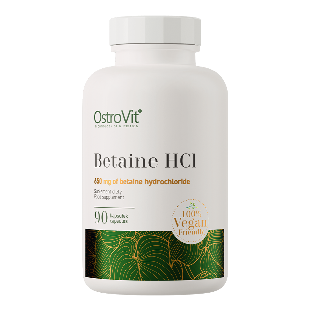 OstroVit Betain HCl 650 mg vegán, 90 kapszula, Betaine HCl, elülső csomagolás