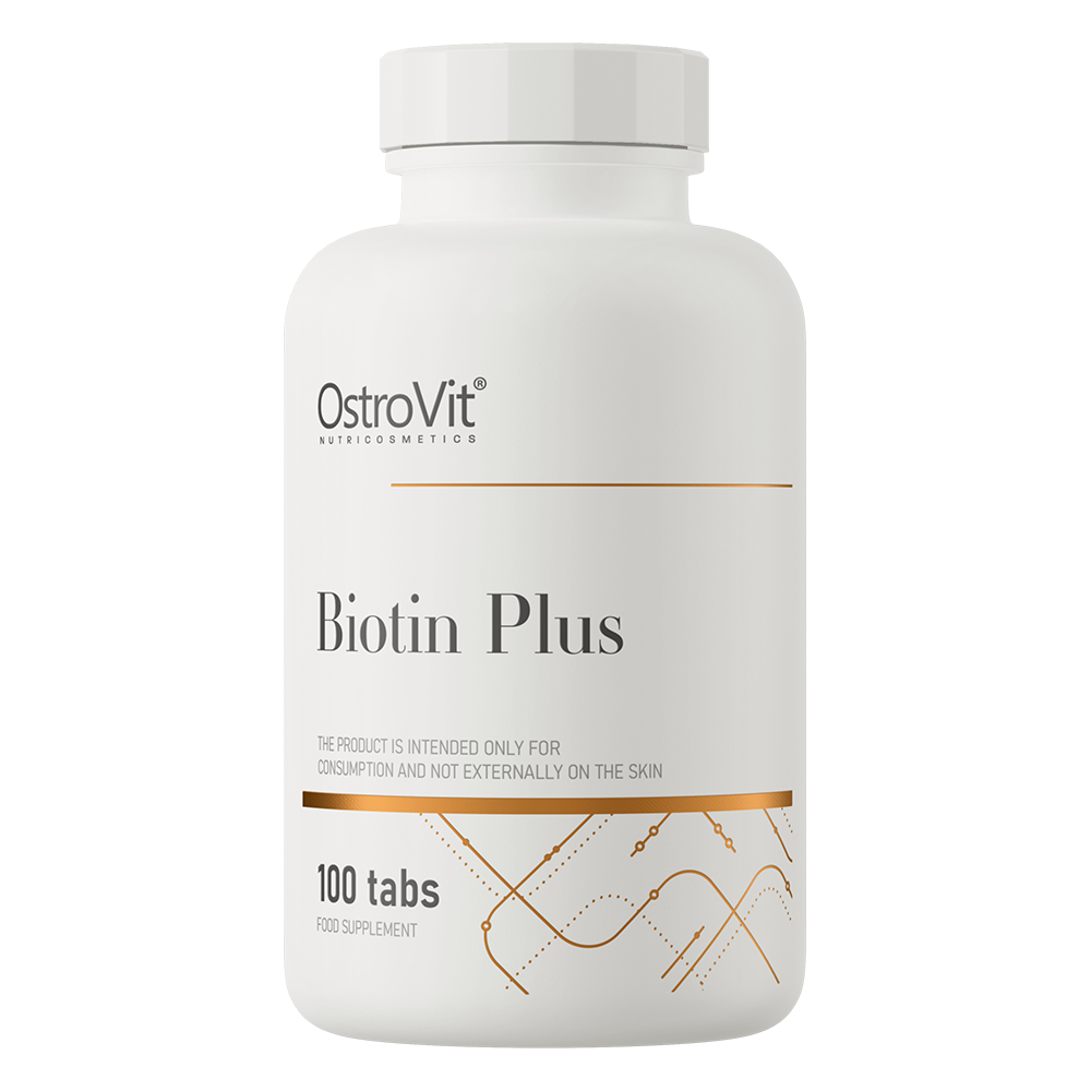 OstroVit Biotin Plus, 100 tabletta, Biotin + Cink + Szelén + Folsav, elülső csomagolás