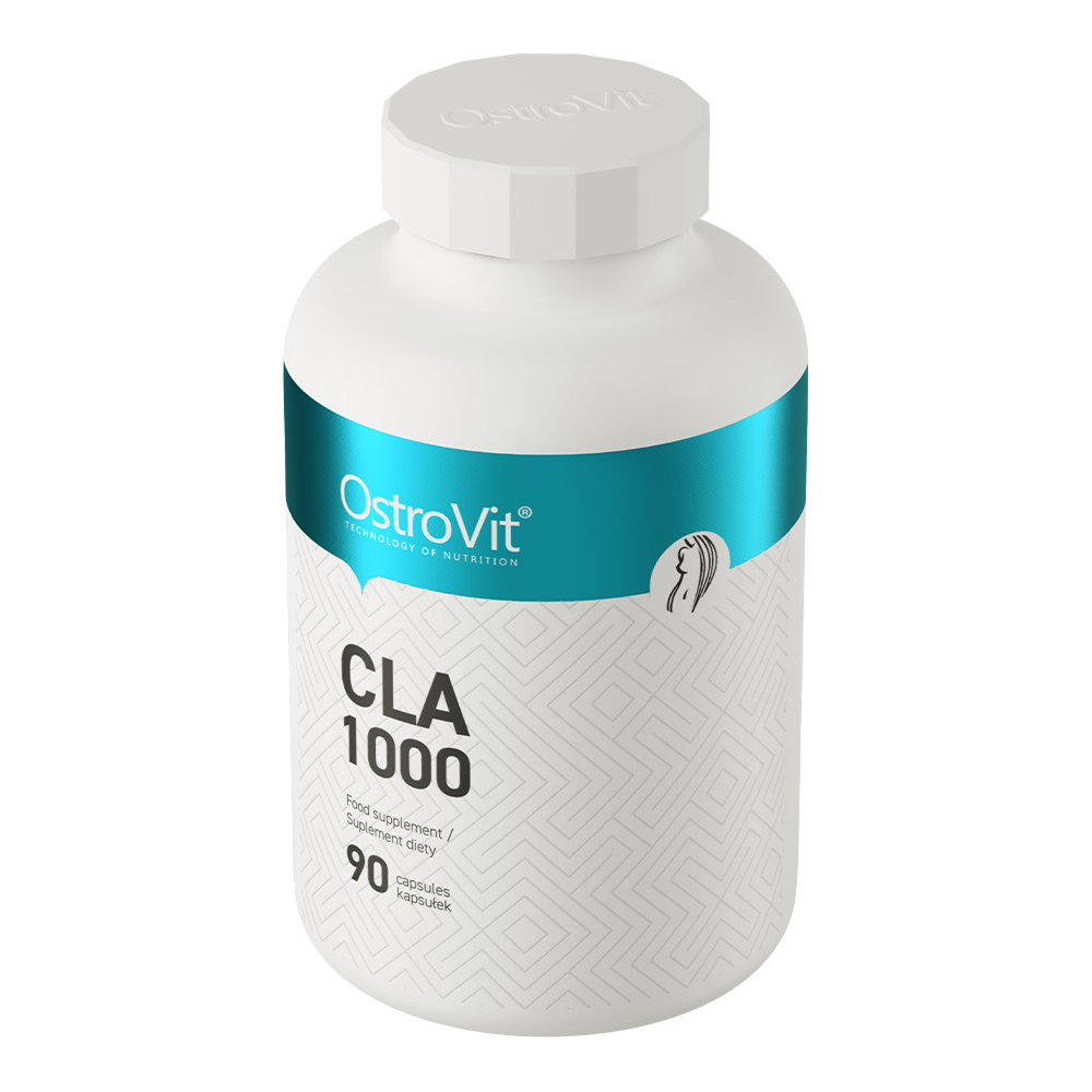 OstroVit CLA 1000 mg, 90 kapszula, Konjugált linolsav, hátoldali címke és termékinformációk