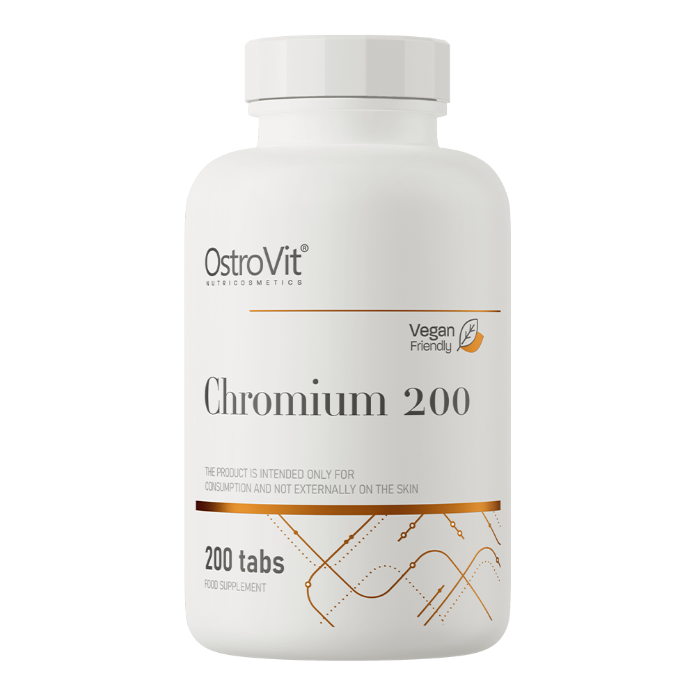 OstroVit Króm-pikolinát 200 µg vegán, 200 tabletta, Chromium, elülső csomagolás
