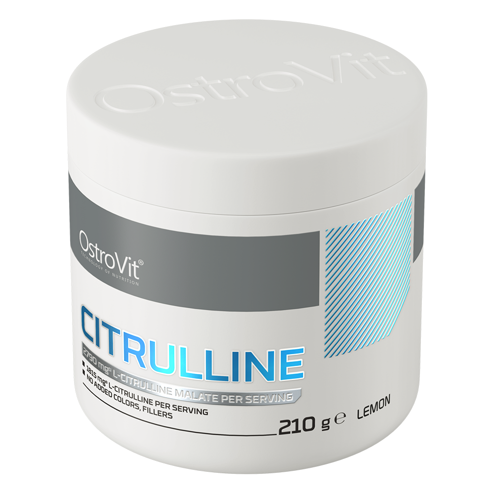 OstroVit L-citrullin-malát por, Ízesítetlen, 210 g, L-Citrulline, hátoldali címke és termékinformációk