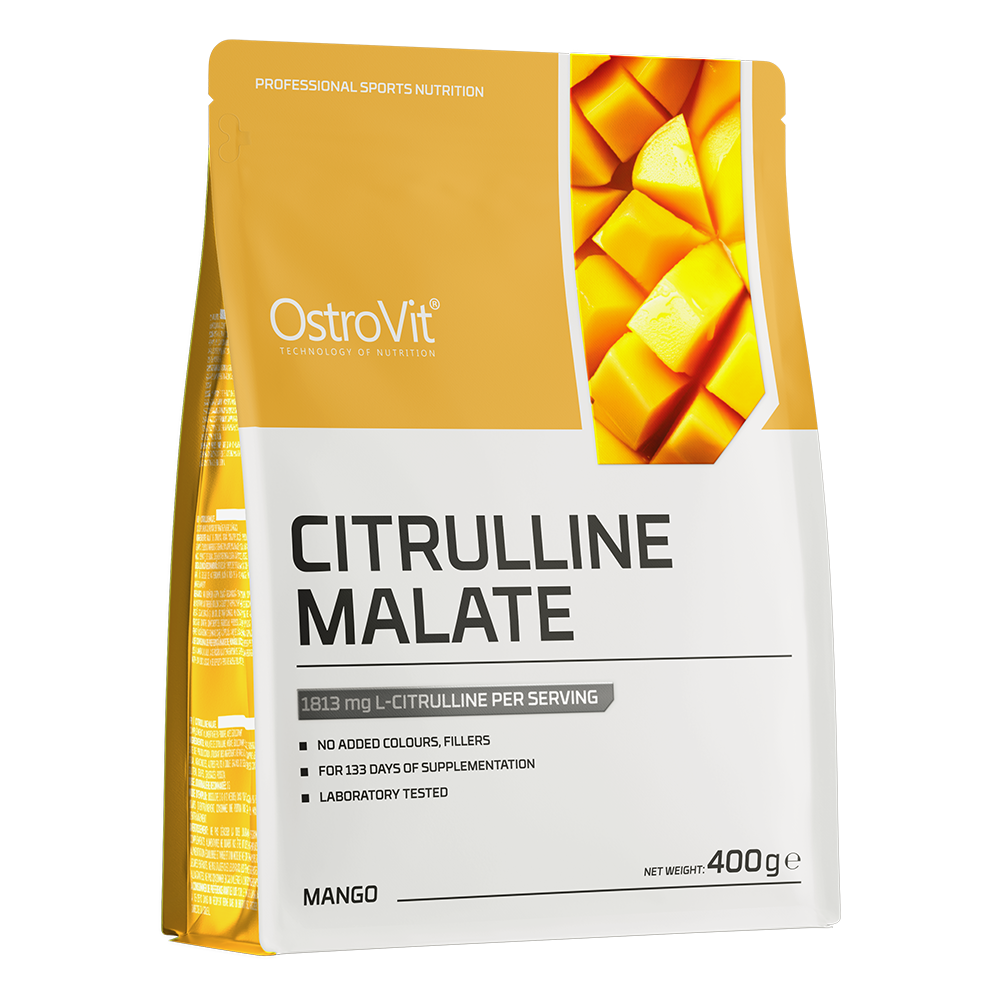 OstroVit Citrullin-malát por, 400 g, mangó ízű változat, elülső csomagolás