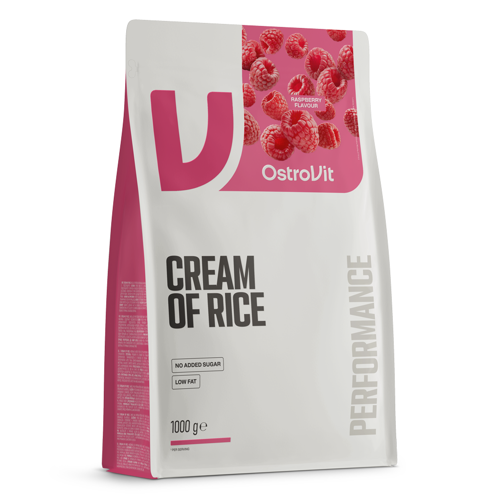 OstroVit Cream of Rice málna ízű rizskása 1000 g, tasak elölnézet