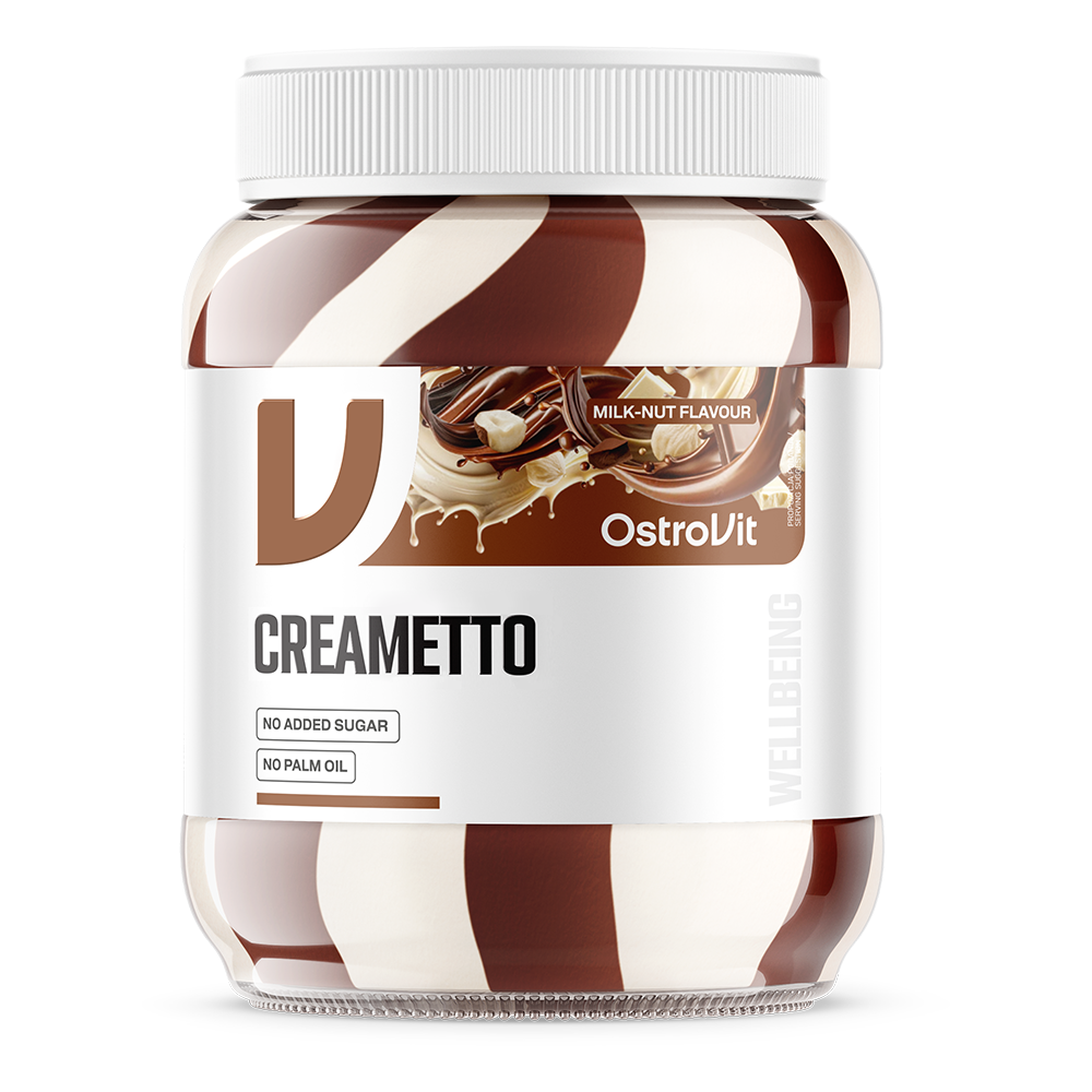 OstroVit Creametto Duo tejcsoki-mogyoró krém, 350 g, elülső csomagolás