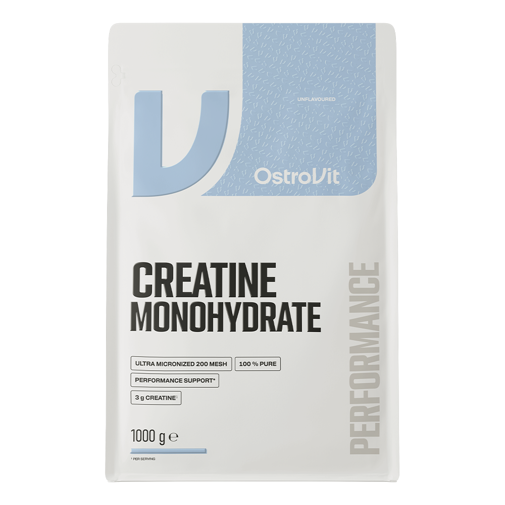 OstroVit Kreatin-monohidrát por, 1000 g, ízesítetlen változat, hátoldali címke