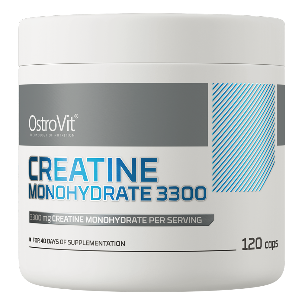OstroVit Kreatin-monohidrát 3300 mg, 120 kapszula, Creatine Monohydrate, elülső csomagolás