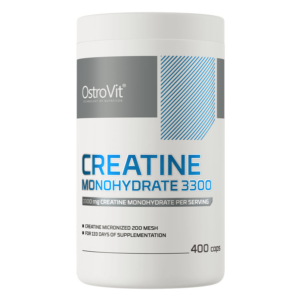 OstroVit Kreatin-monohidrát 3300 mg, 400 kapszula, Creatine Monohydrate, elülső csomagolás
