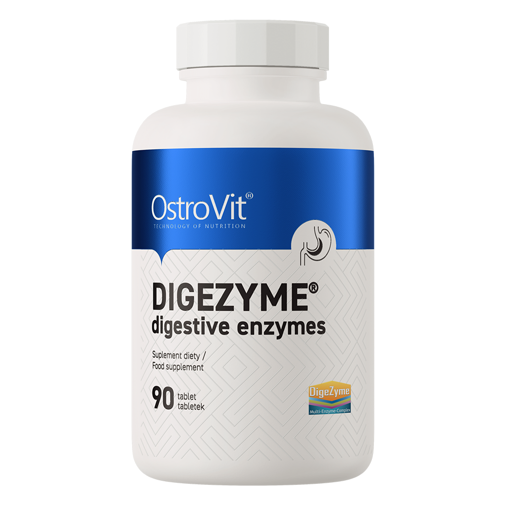 OstroVit Digezyme emésztőenzim, 90 tabletta, Digestive Enzyme Complex, elülső csomagolás