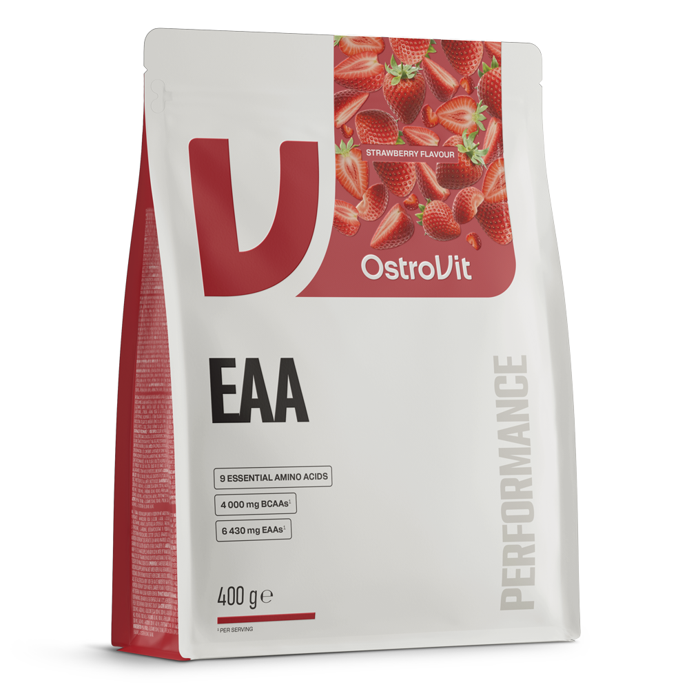 OstroVit – EAA – Esszenciális aminosav por – Eper ízű – 400 g – csomagolás