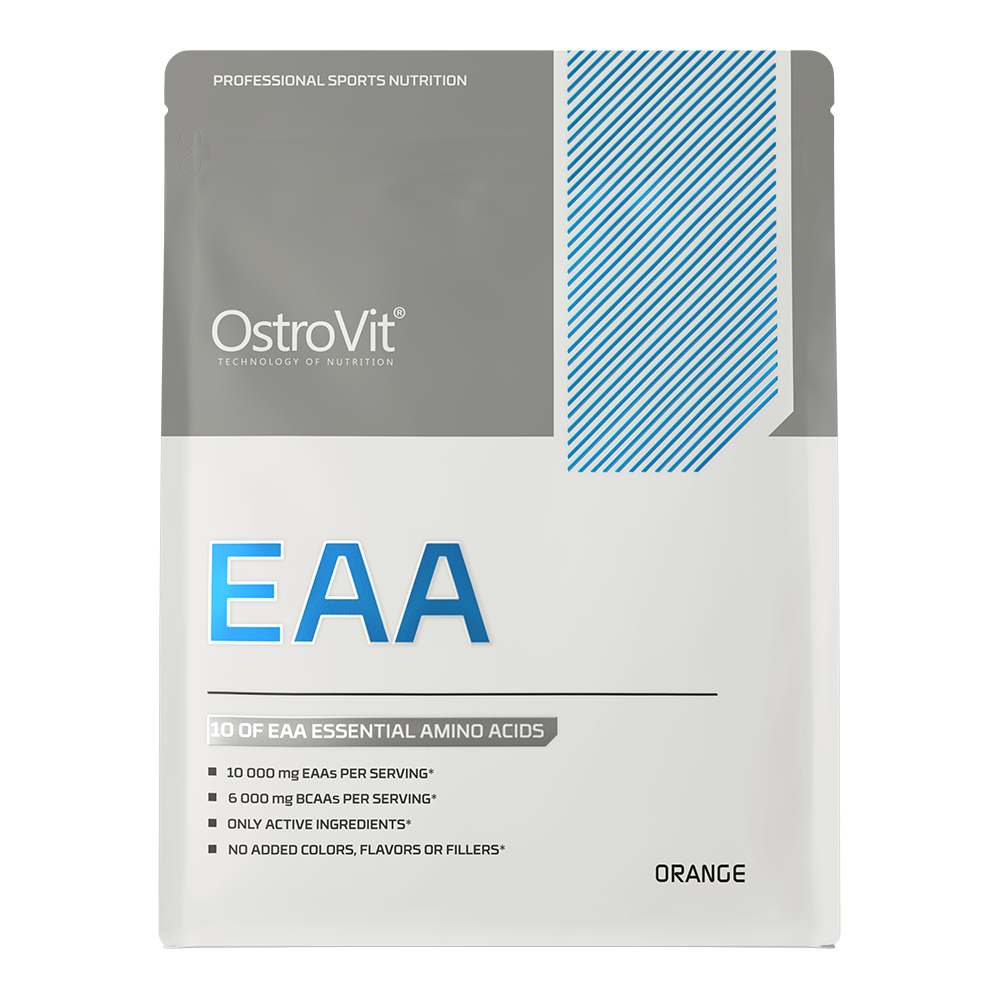 OstroVit - EAA - Esszenciális aminosav por - Narancs ízű – 600 g – elülső címke