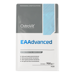OstroVit EAA Advanced por, Körte ízű, 700 g, EAAdvanced, hátoldali címke és termékinformációk