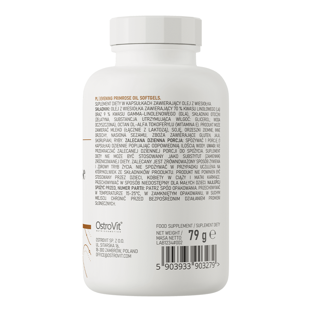 OstroVit Ligetszépe olaj 1000 mg, 60 kapszula, Evening Primrose Oil, összetevők és adagolási információk