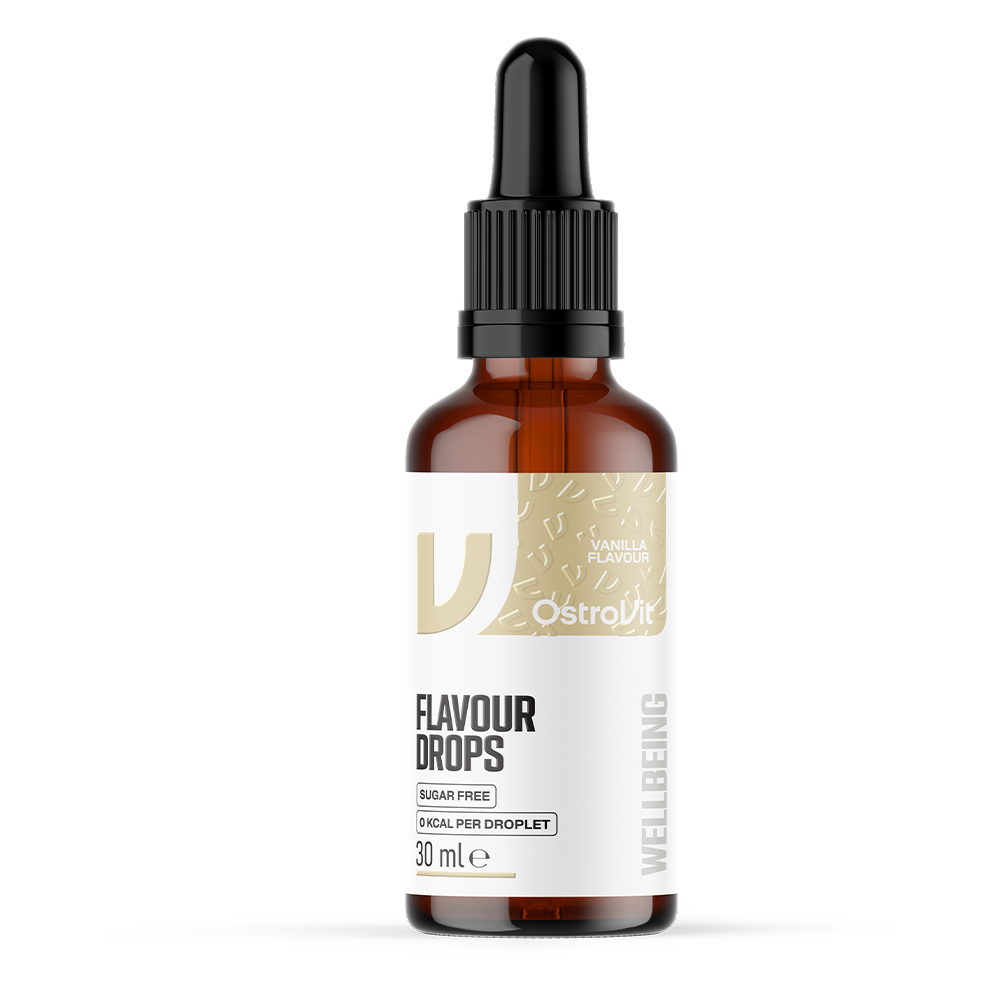 OstroVit Flavour Drops csepp, 30 ml, Vanília ízű változat, elülső csomagolás