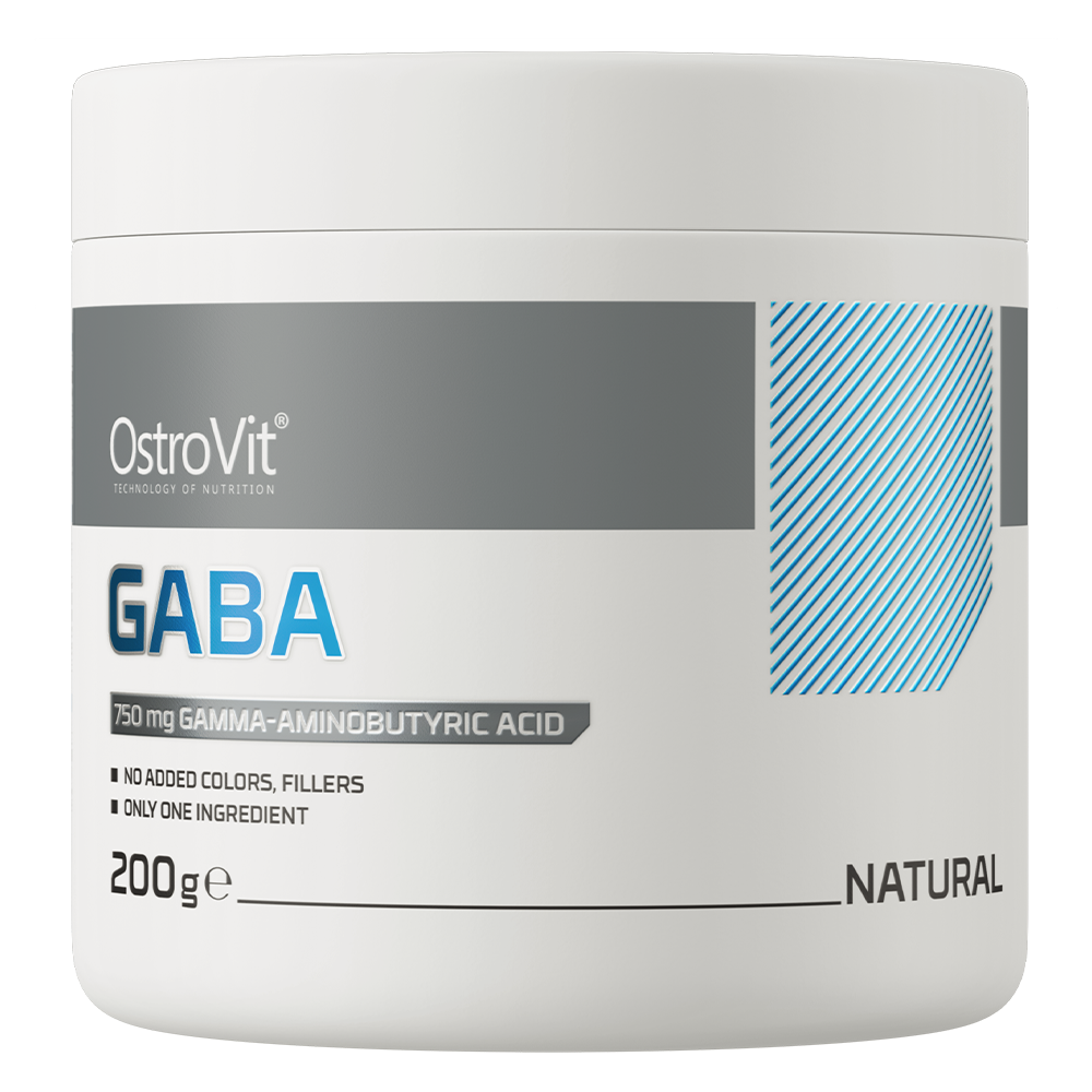 OstroVit GABA por, 200 g, Gamma-Aminobutyric Acid, elülső csomagolás