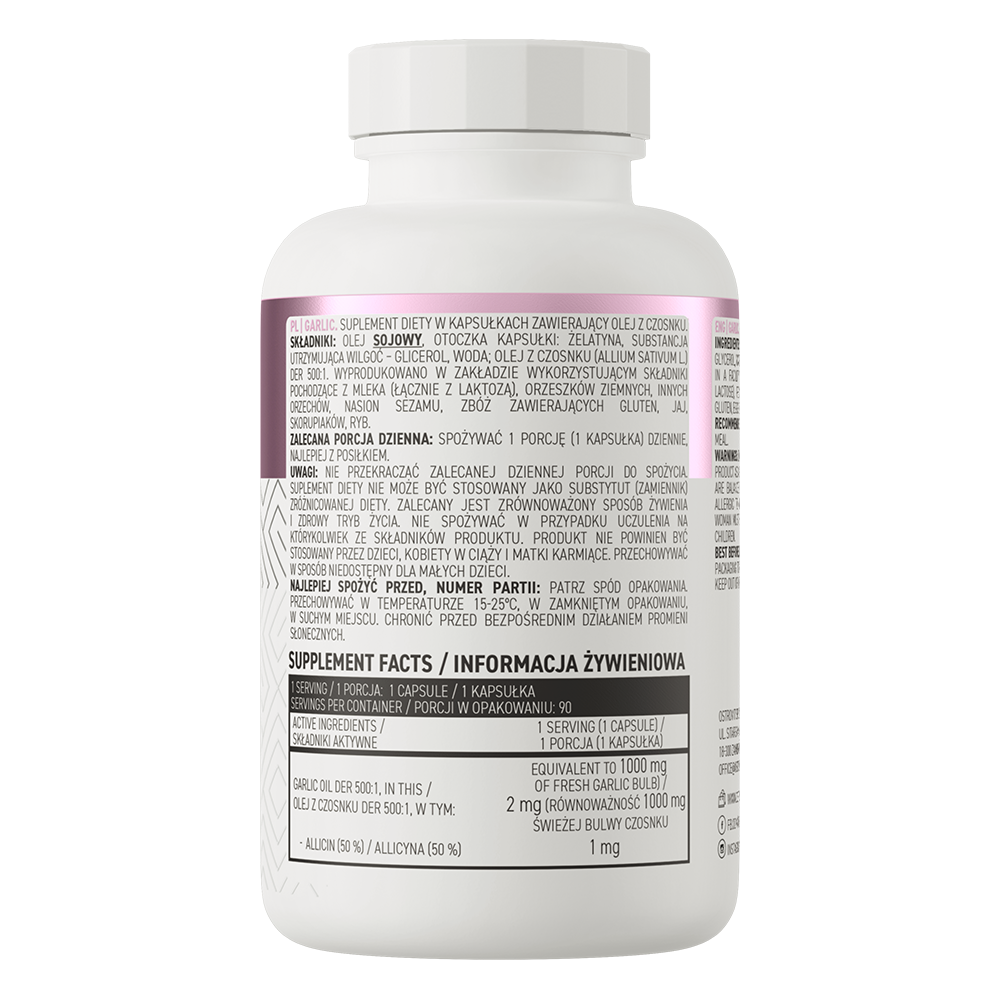 OstroVit Fokhagyma szagtalanított 1000 mg, 90 kapszula, Garlic, összetevők és adagolási információk