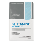 OstroVit L-glutamin por, Ízesítetlen, 1000 g, L-Glutamine, hátoldali címke és termékinformációk