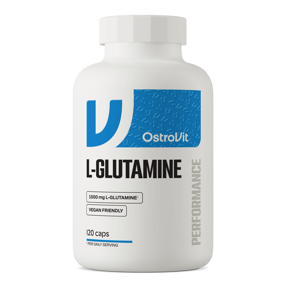 OstroVit Glutamine 500 mg L-glutamin, 120 vegán kapszula doboz