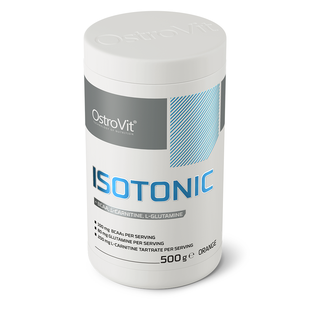 OstroVit Isotonic italpor, Narancs ízű, 500 g, hátoldali címke és termékinformációk