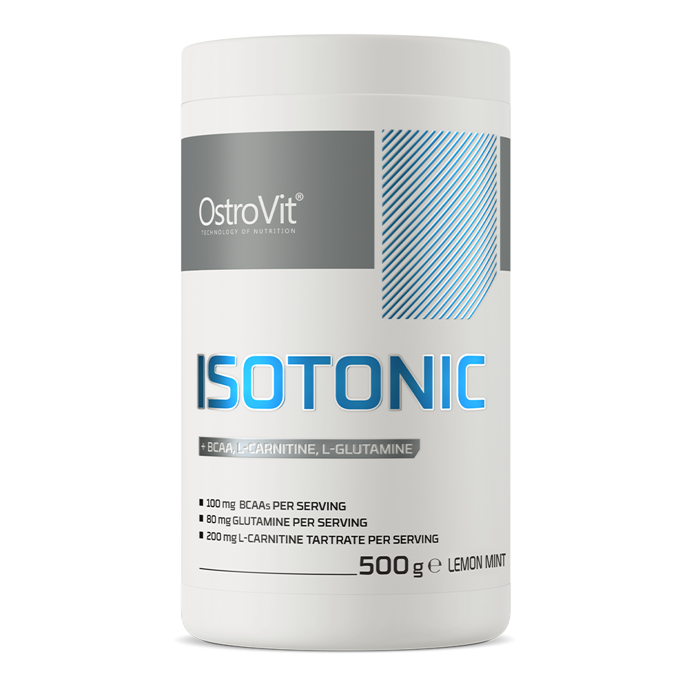 OstroVit Isotonic italpor, Citrom-menta ízű, 500 g, elülső csomagolás