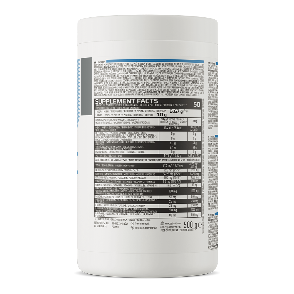 OstroVit Isotonic italpor, Citrom-menta ízű, 500 g, összetevők és adagolási információk