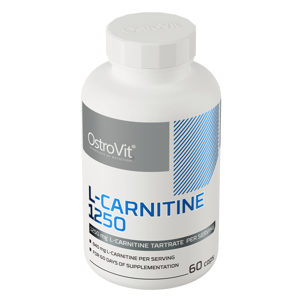 OstroVit L-karnitin 1250 mg, 60 kapszula, L-Carnitine, hátoldali címke és termékinformációk