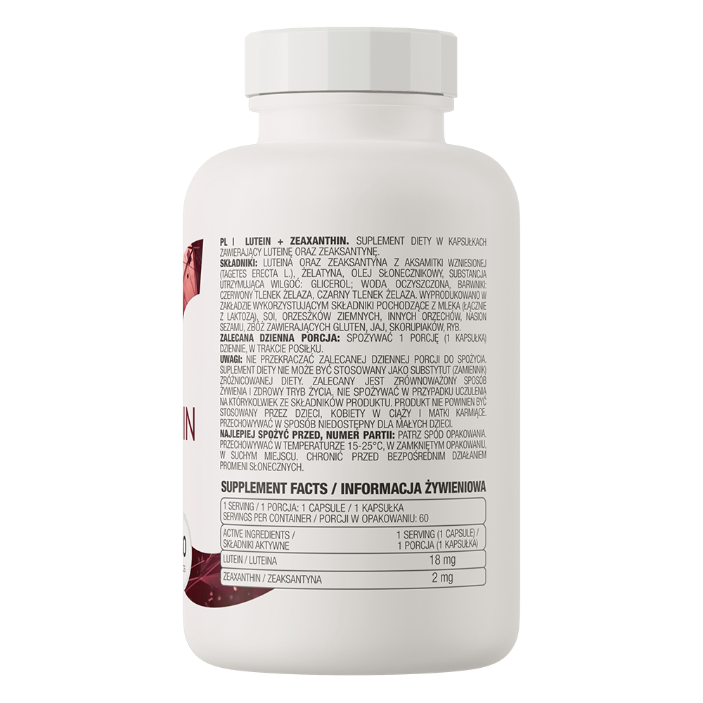 OstroVit Lutein + Zeaxanthin, 60 kapszula, összetevők és adagolási információk