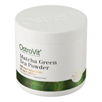 OstroVit Matcha zöld tea por, 100 g, Matcha Green Tea, hátoldali címke és termékinformációk