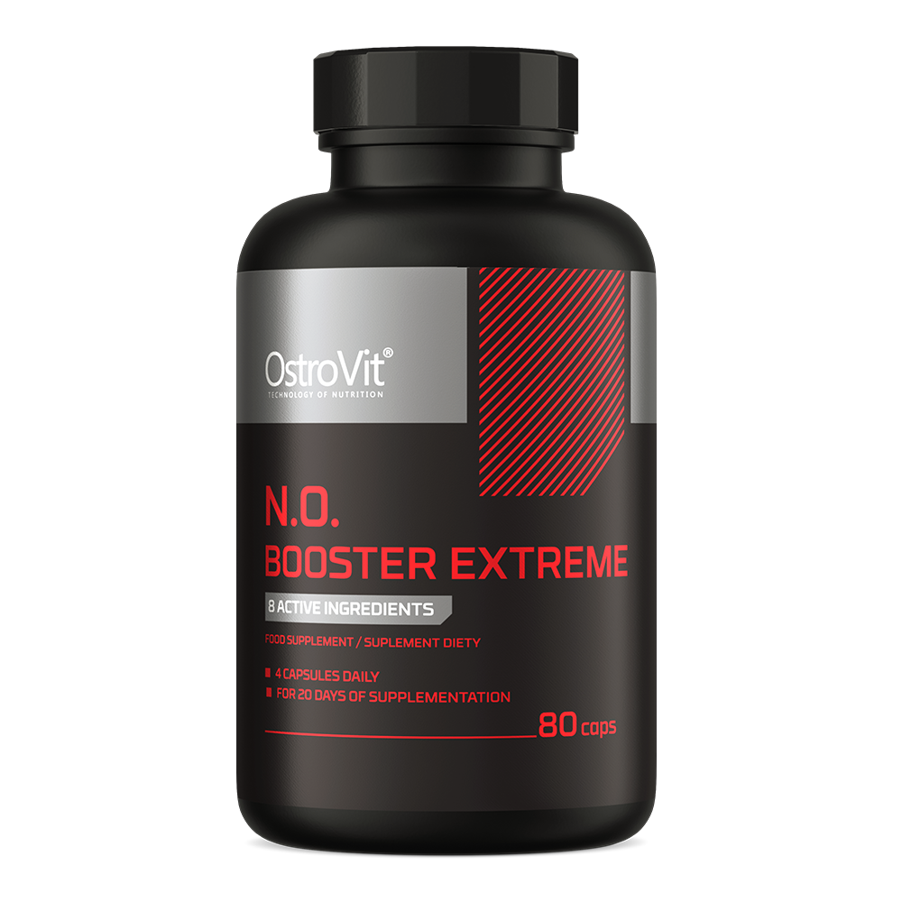 OstroVit N.O. Booster Extreme, 80 kapszula, Pre-Workout Complex, elülső csomagolás