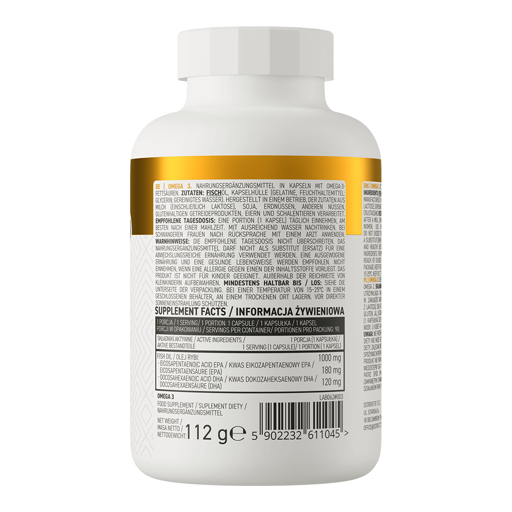 OstroVit Omega 3 halolaj, 90 kapszula, összetevők és adagolási információk