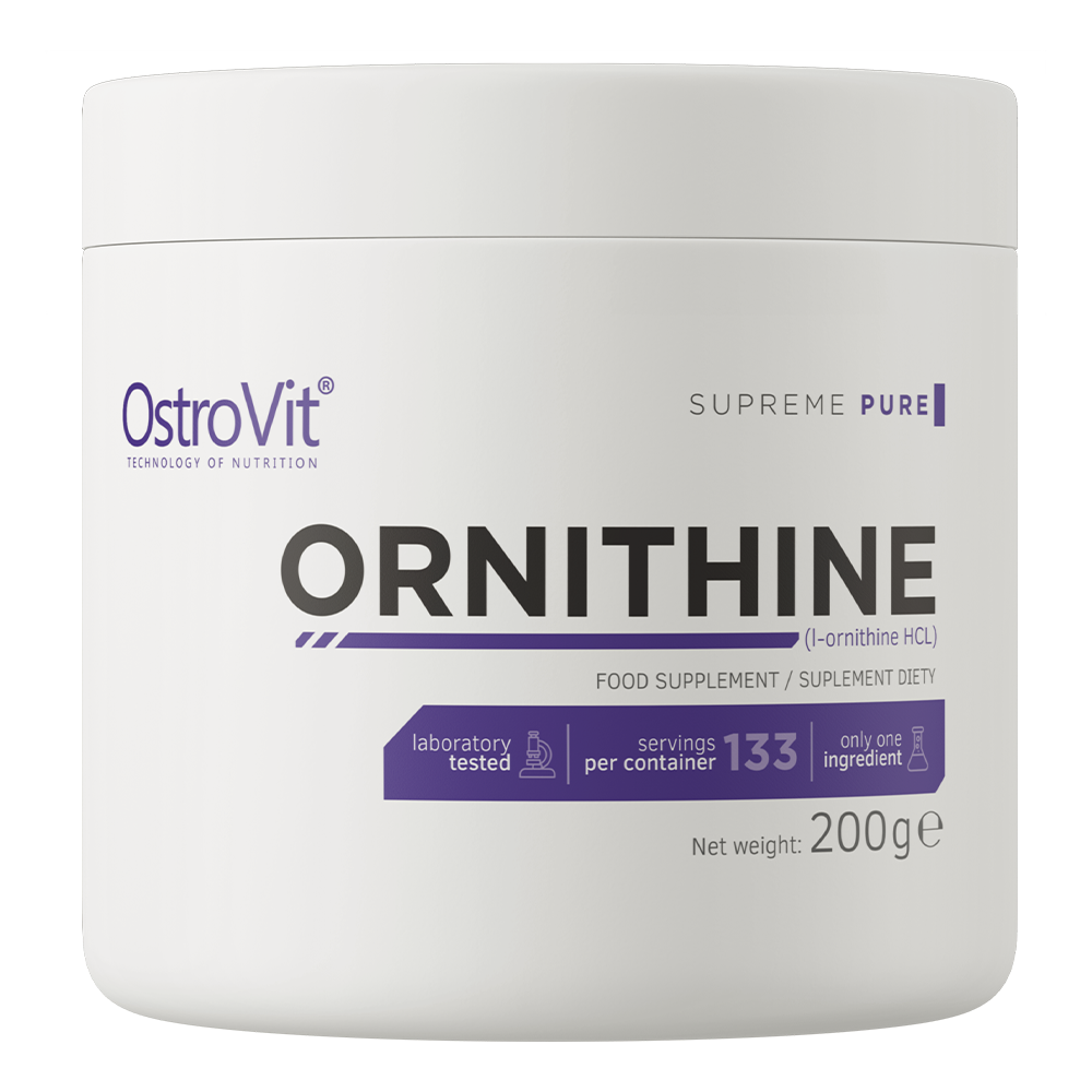 OstroVit L-ornitin por, 200 g, Ornithine, elülső csomagolás