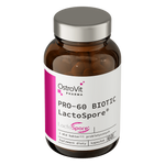 OstroVit Pharma Probiotikum LactoSpore, 60 kapszula, PRO-60 BIOTIC, hátoldali címke és termékinformációk