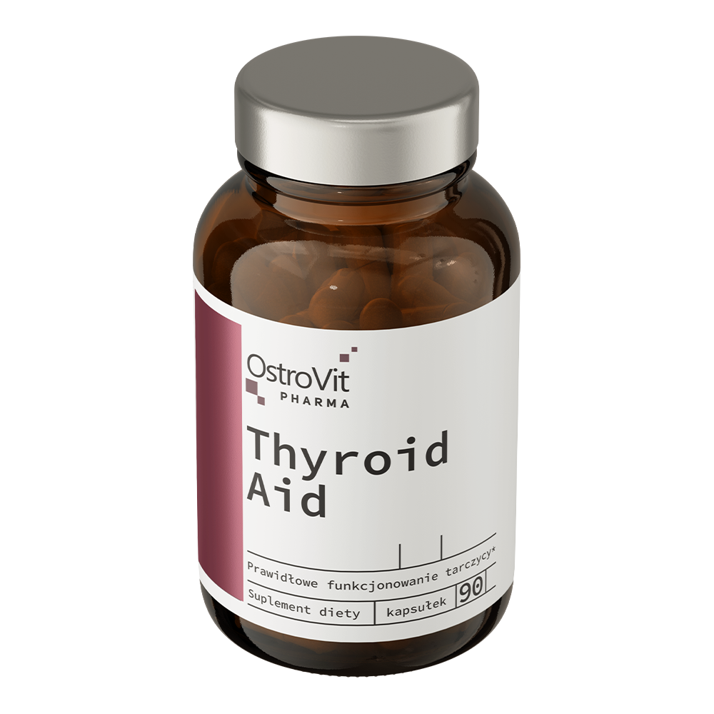 OstroVit Pharma Pajzsmirigy komplex, 90 kapszula, Thyroid Aid, hátoldali címke és termékinformációk