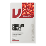 OstroVit Protein Shake fehérjepor, Eper ízű, 700 g, hátoldali címke és termékinformációk